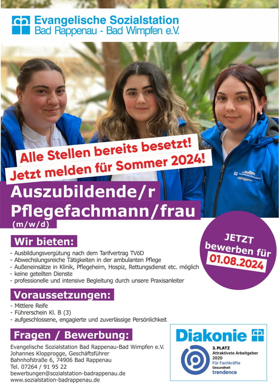 Auszubildende/r Pflegefachmann/frau 